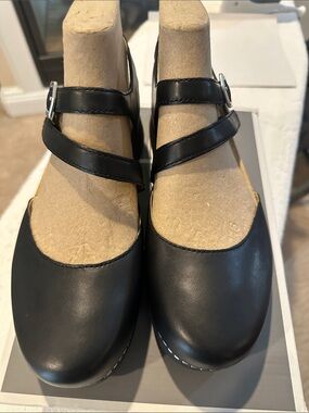 Dansko Black Mary Jane Leather Clogs